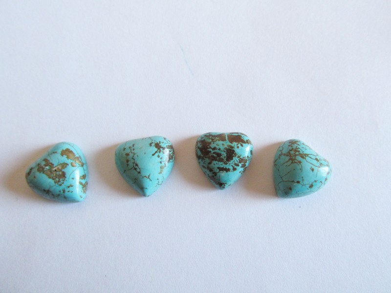 (image for) 15mm Turquoise heart cabochons (bag of 4) #CAB-34